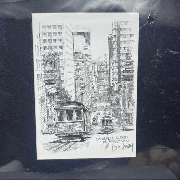 1977 Don Davey Signed Lithograph Print California Street San Francisco 4x6 NEW - Picture 2 of 6